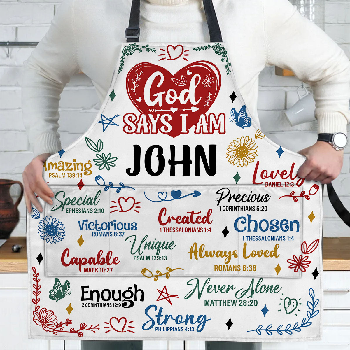 God Says I Am - Personalized Apron With Pocket