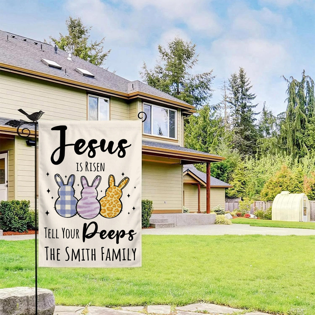 Jesus Is Risen Tell Your Peeps - Personalized Garden Flag