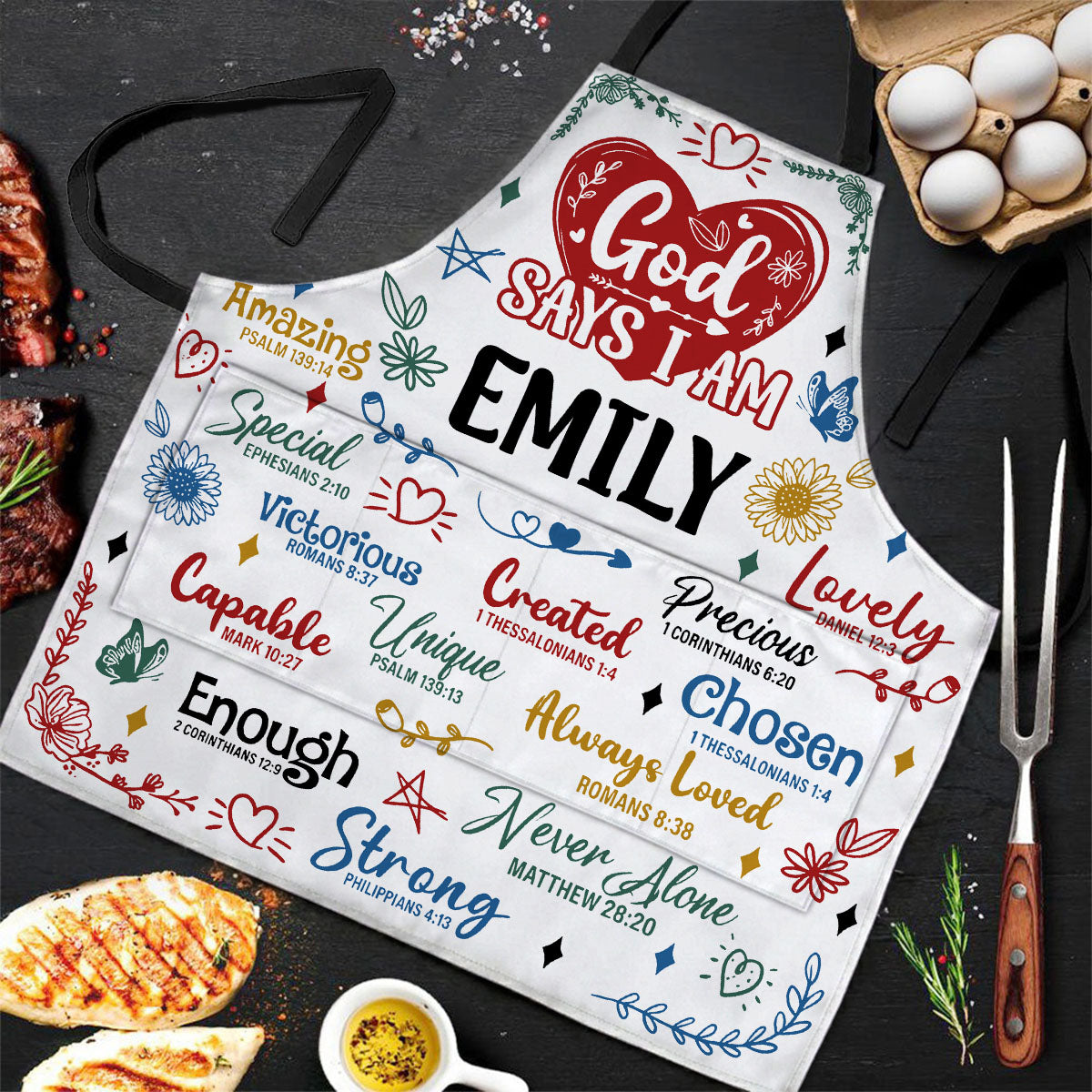 God Says I Am - Personalized Apron With Pocket