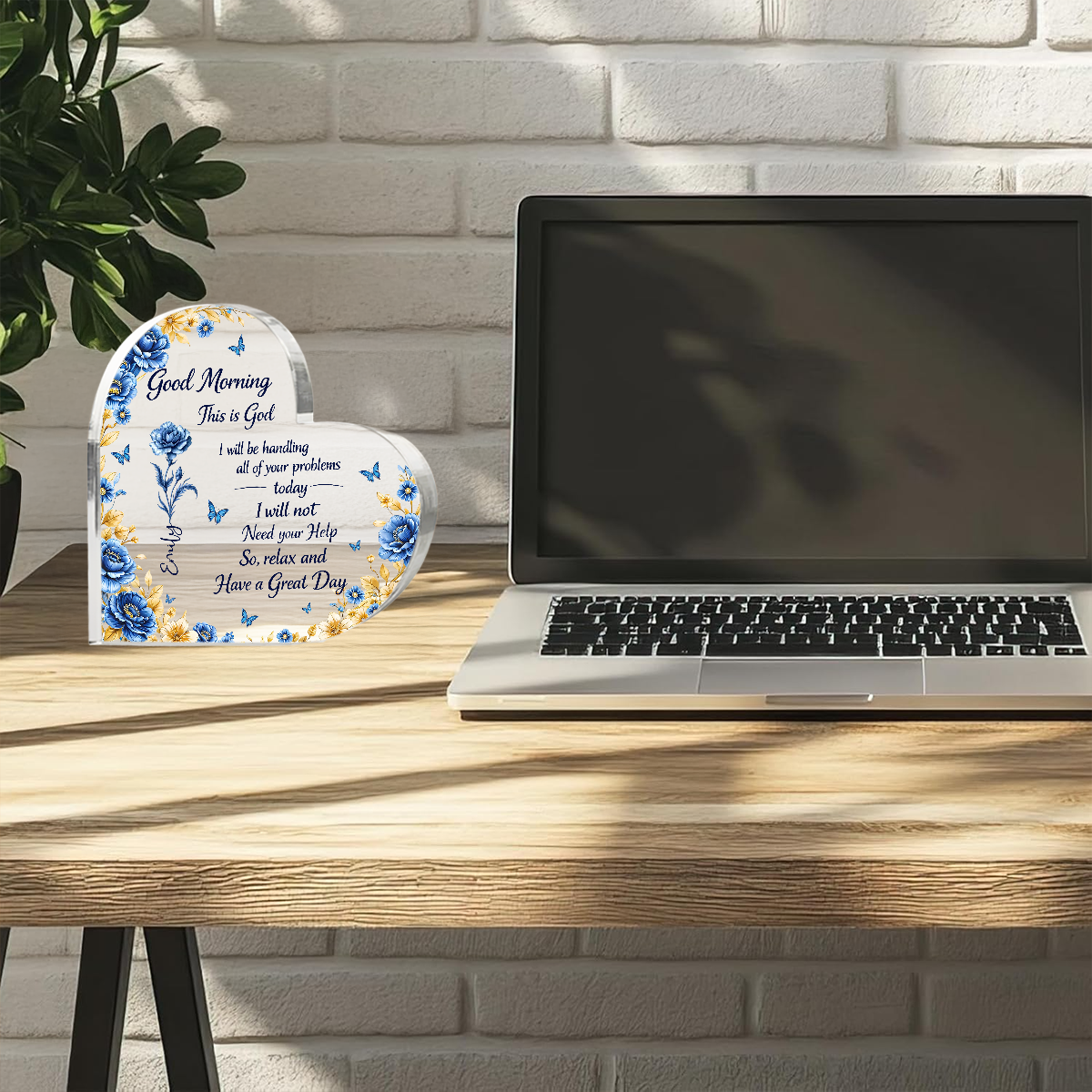 A Day In God Hand - Personalized Heart Shape Acrylic Plaque
