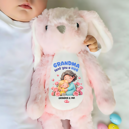 Grandma Sent You A Hug -  Personalized Stuffed Bunny