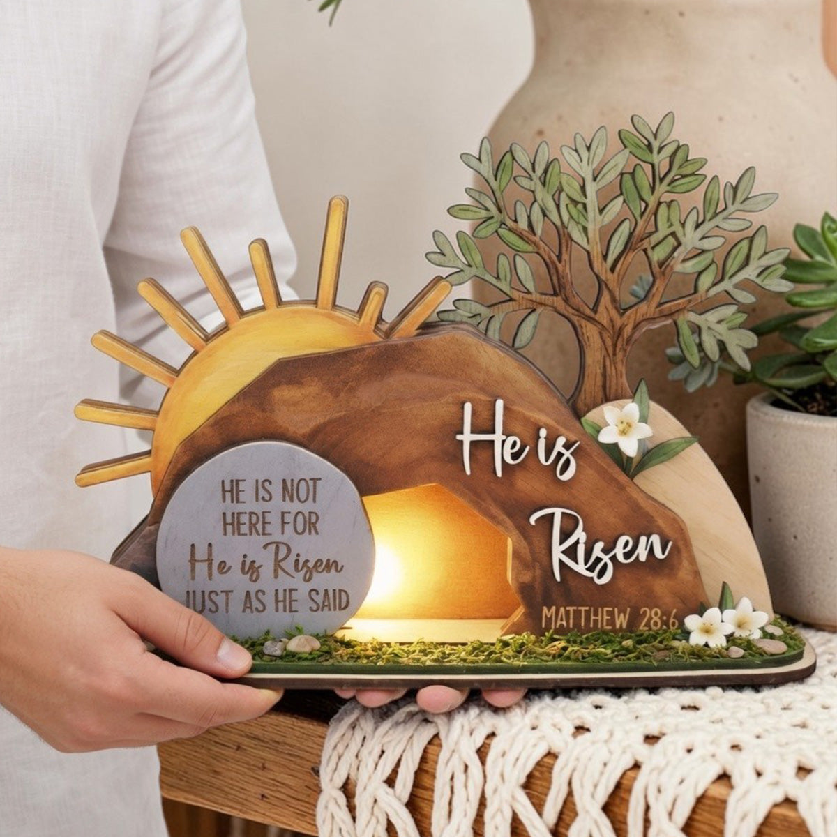 He Is Risen - Wooden Plaque