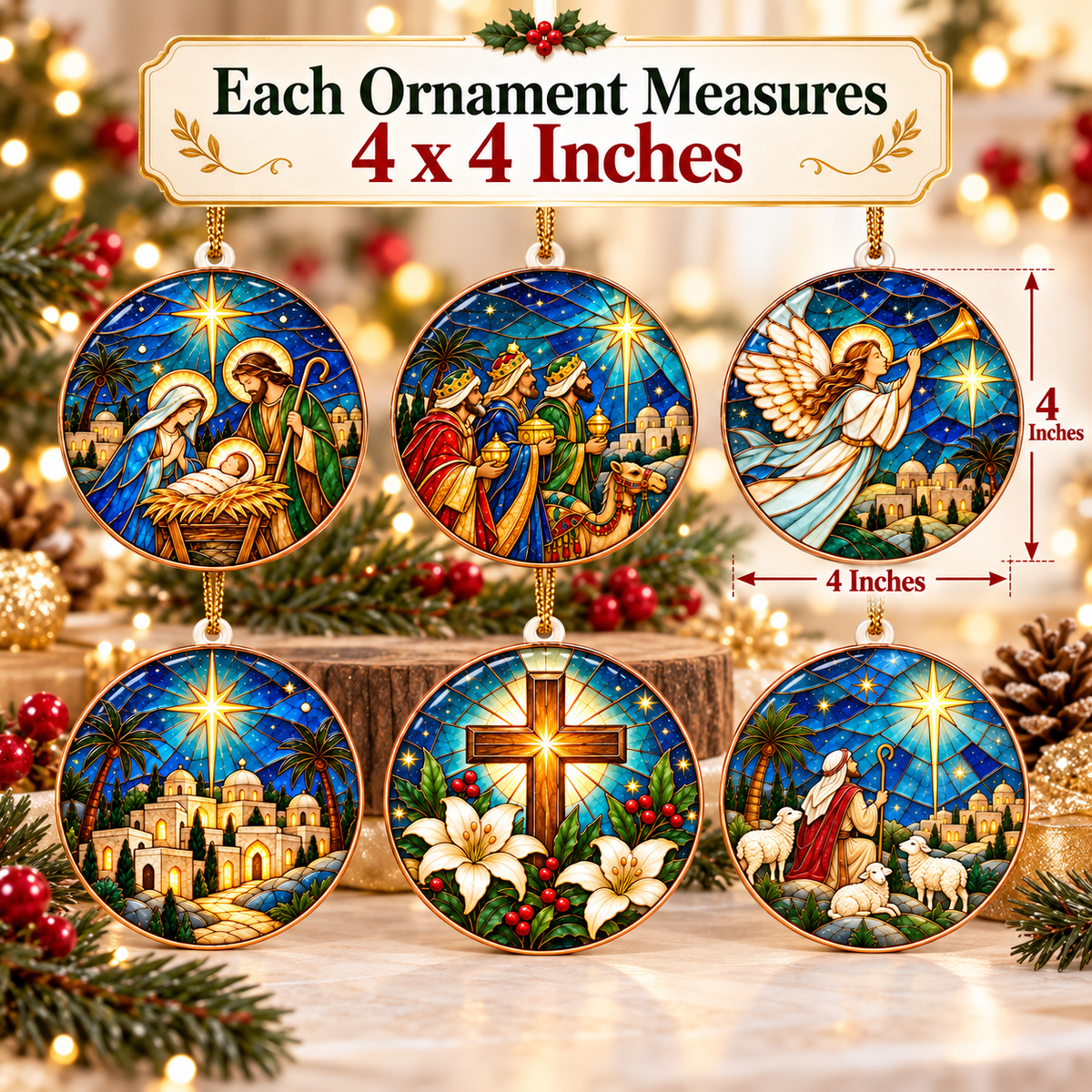 Bethlehem Nativity Christmas Ornament Set of 6 – Christian Christmas Decorations