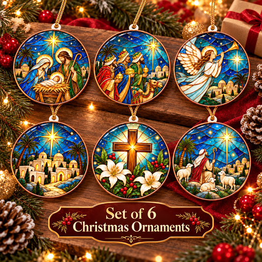 Bethlehem Nativity Christmas Ornament Set of 6 – Christian Christmas Decorations
