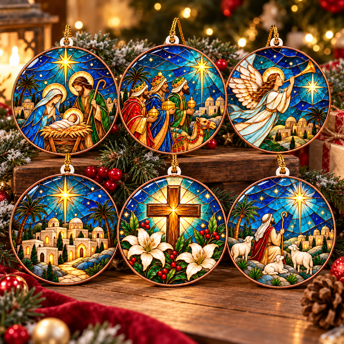 Bethlehem Nativity Christmas Ornament Set of 6 – Christian Christmas Decorations