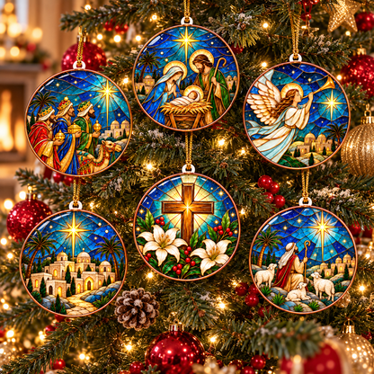 Bethlehem Nativity Christmas Ornament Set of 6 – Christian Christmas Decorations