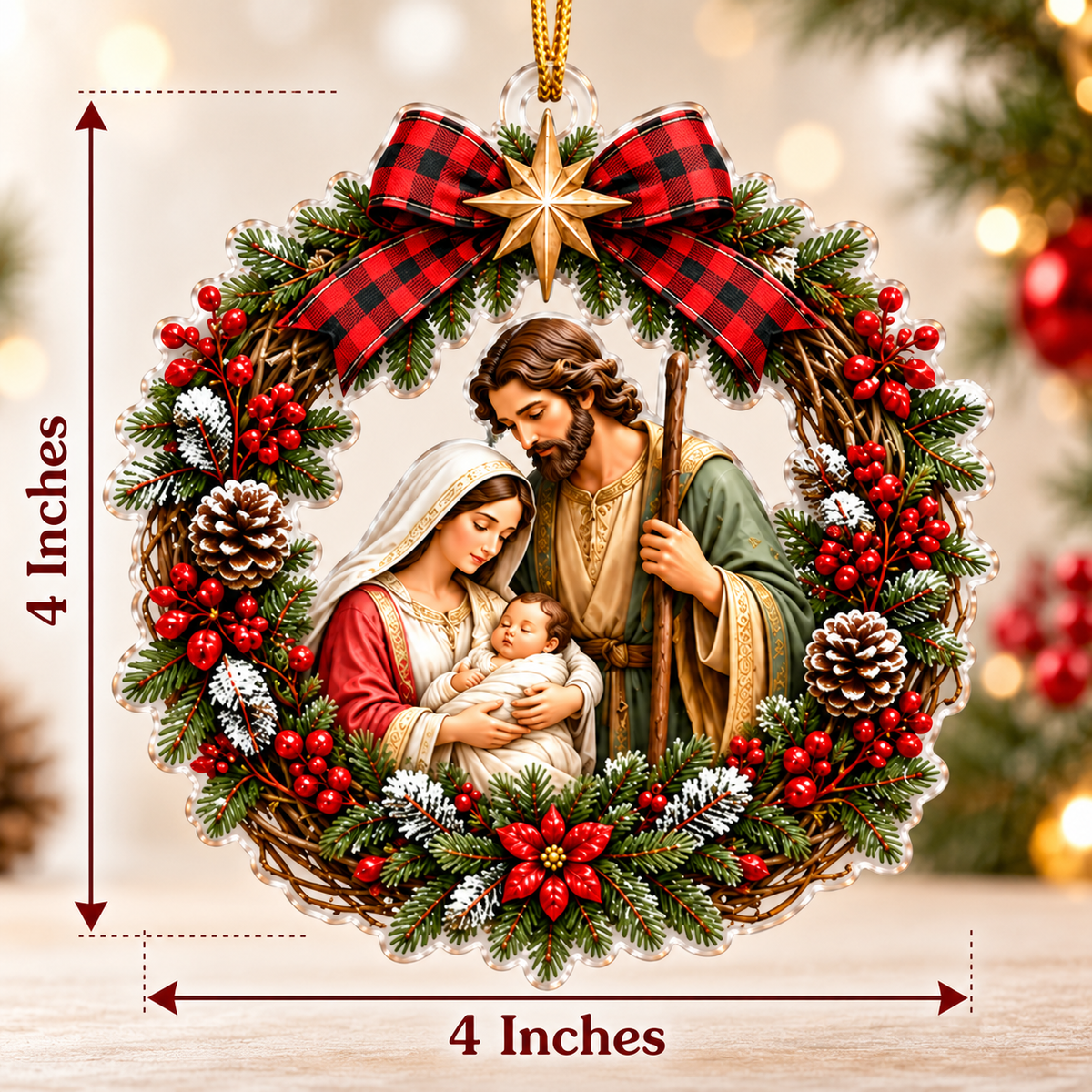 Holy Family Nativity Christmas Wreath Ornament