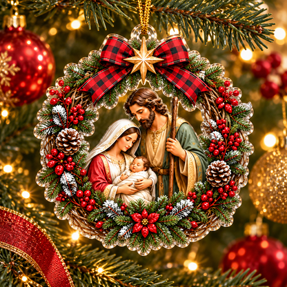 Holy Family Nativity Christmas Wreath Ornament