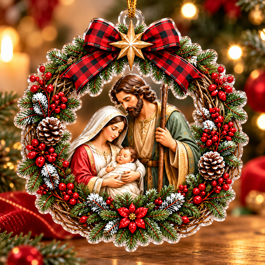 Holy Family Nativity Christmas Wreath Ornament