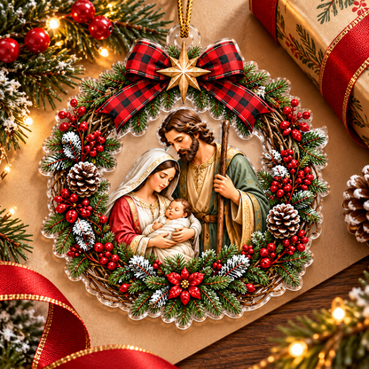 Holy Family Nativity Christmas Wreath Ornament