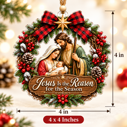 Jesus Is the Reason for the Season Nativity Christmas Wreath Ornament