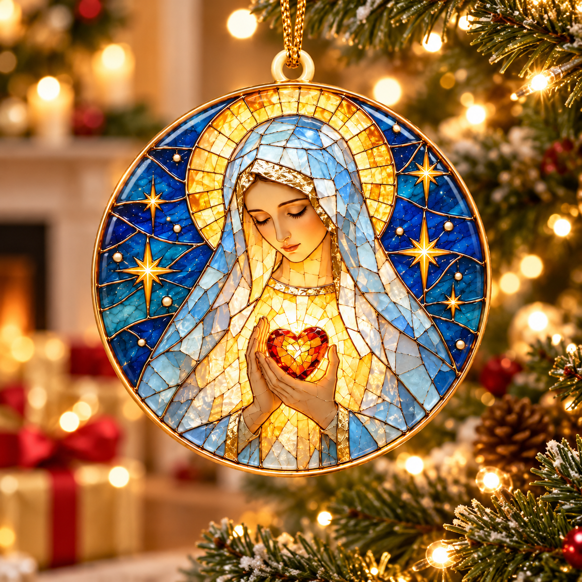 Virgin Mary Immaculate Heart Christmas Ornament