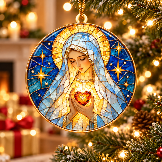 Virgin Mary Immaculate Heart Christmas Ornament
