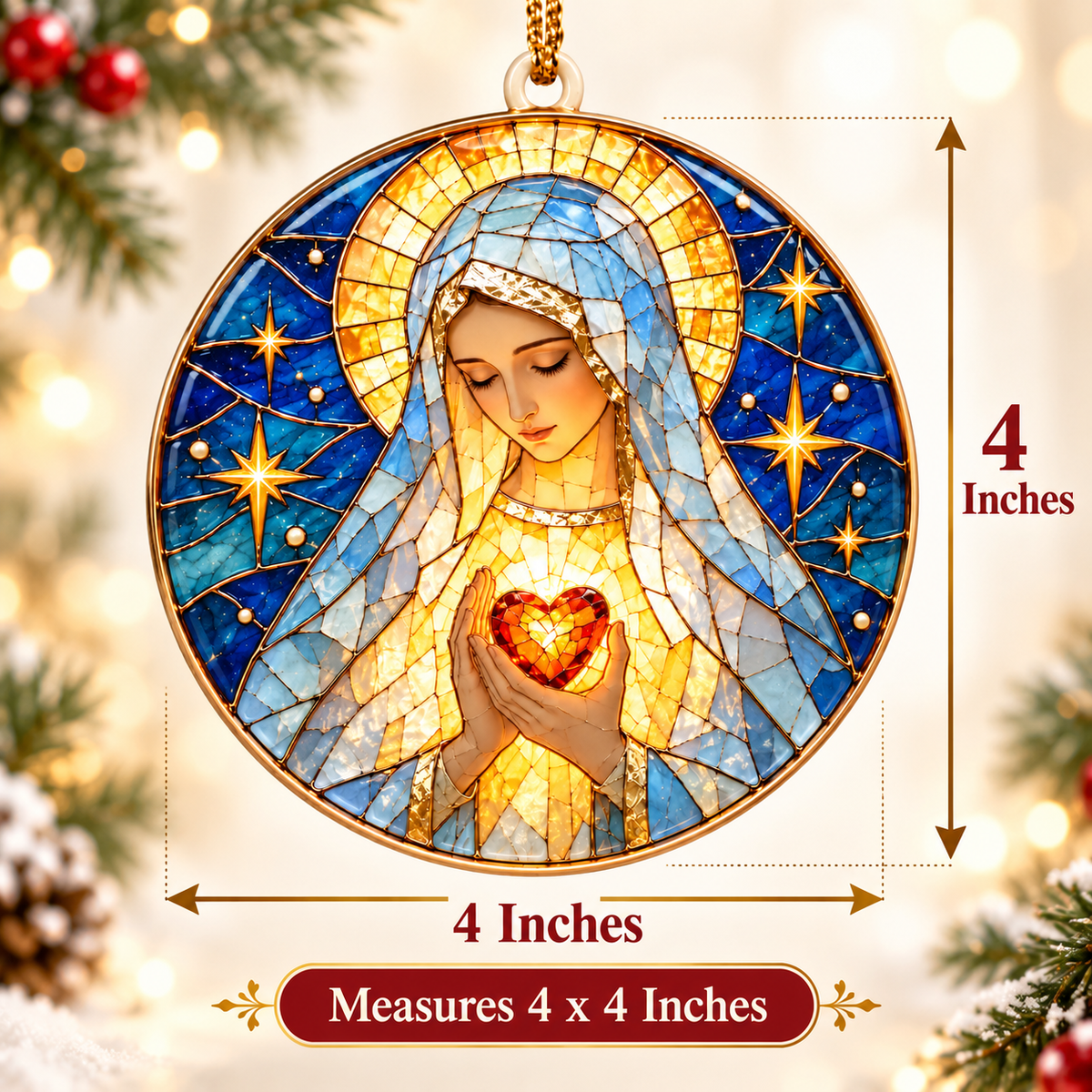 Virgin Mary Immaculate Heart Christmas Ornament