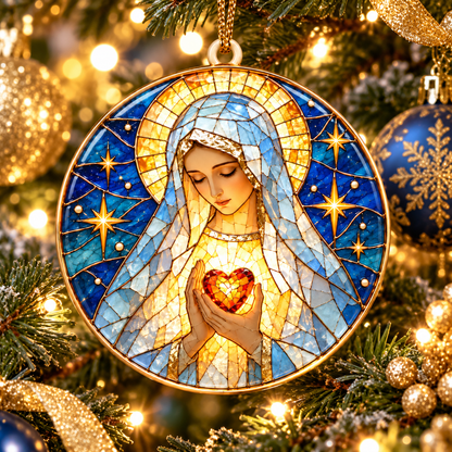 Virgin Mary Immaculate Heart Christmas Ornament