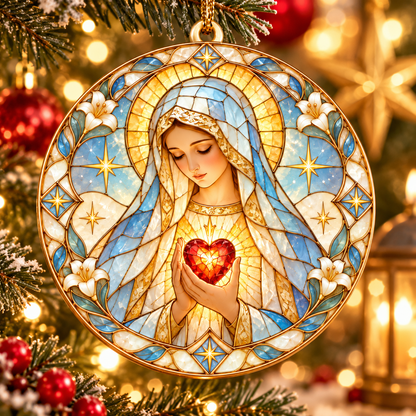 Immaculate Heart of Mary Christmas Ornament