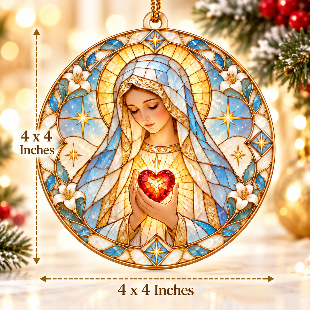 Immaculate Heart of Mary Christmas Ornament