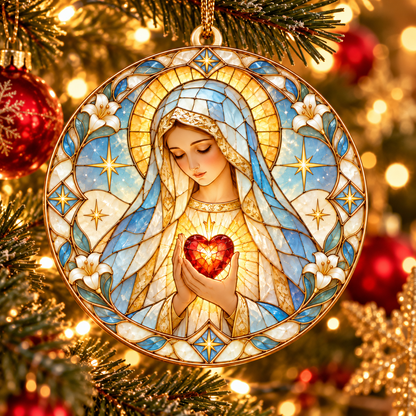 Immaculate Heart of Mary Christmas Ornament