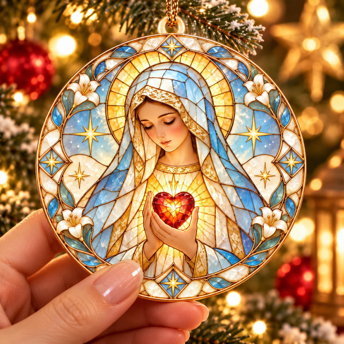 Immaculate Heart of Mary Christmas Ornament