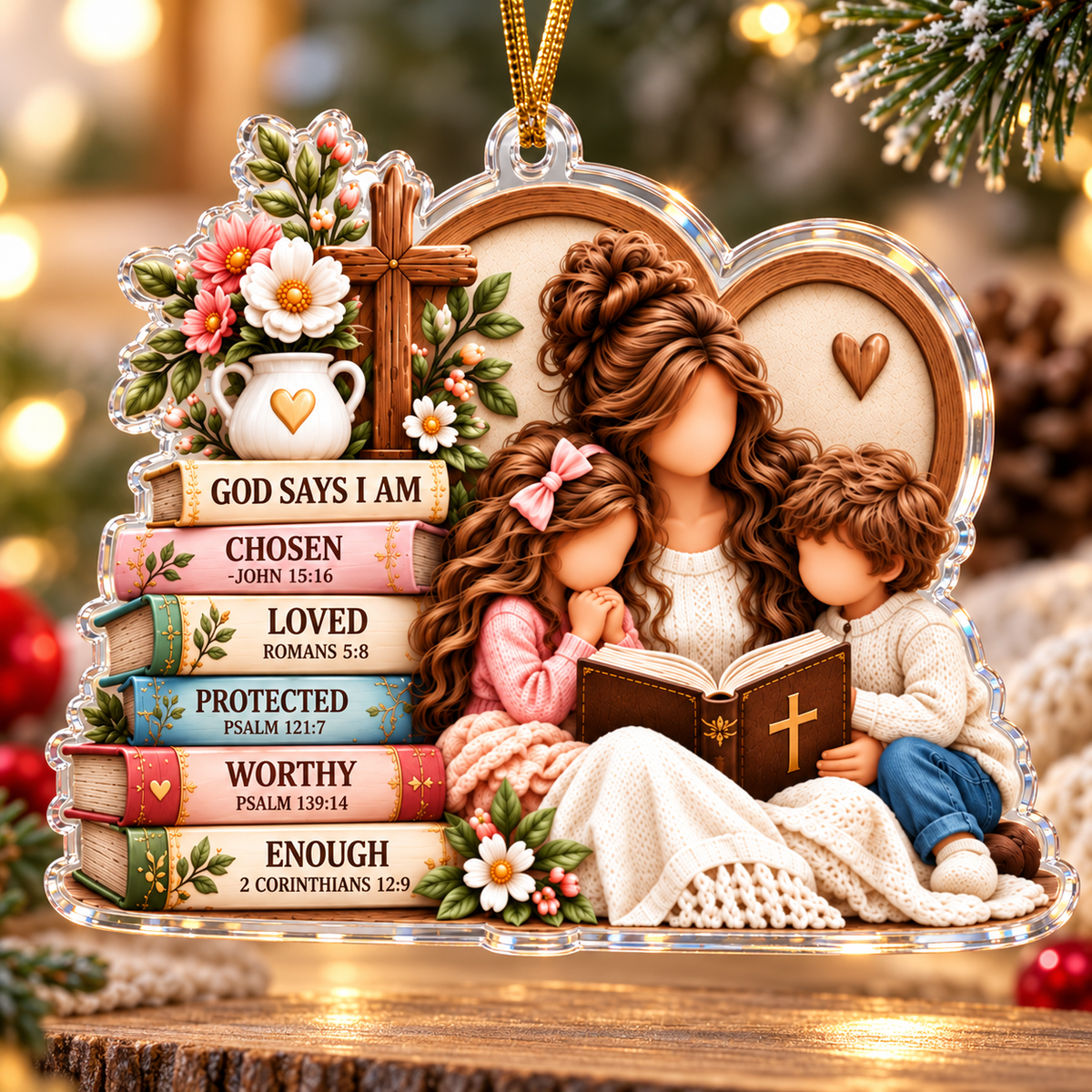 God Says I Am Mother and Children Acrylic Ornament