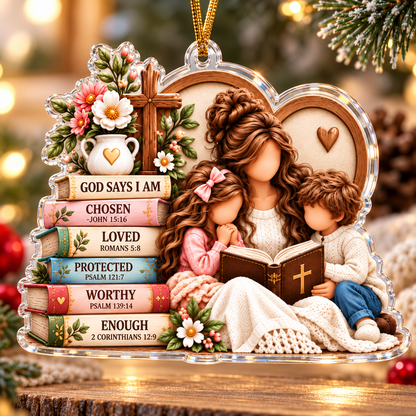 God Says I Am Mother and Children Acrylic Ornament