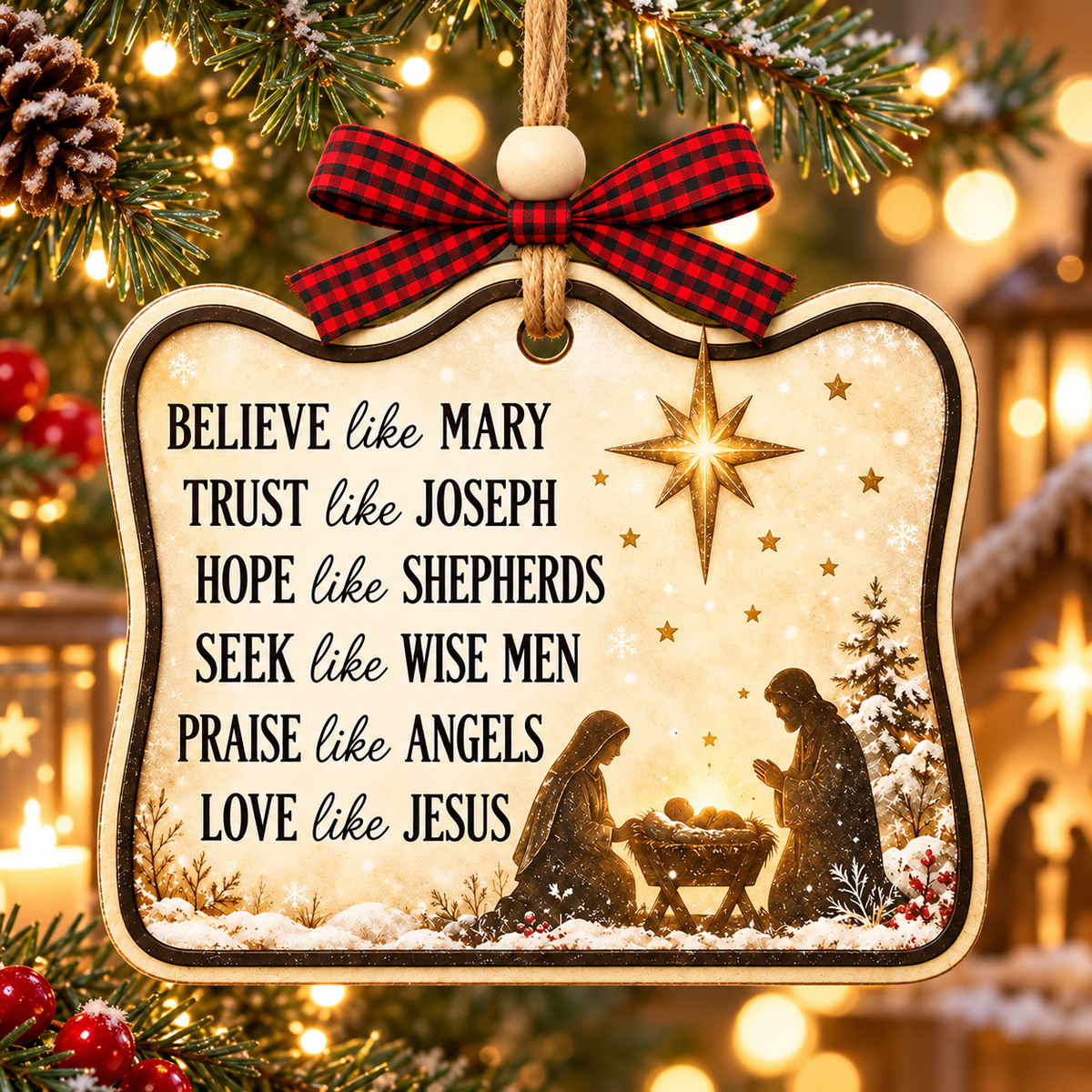 Believe Like Mary Christian Christmas Ornament