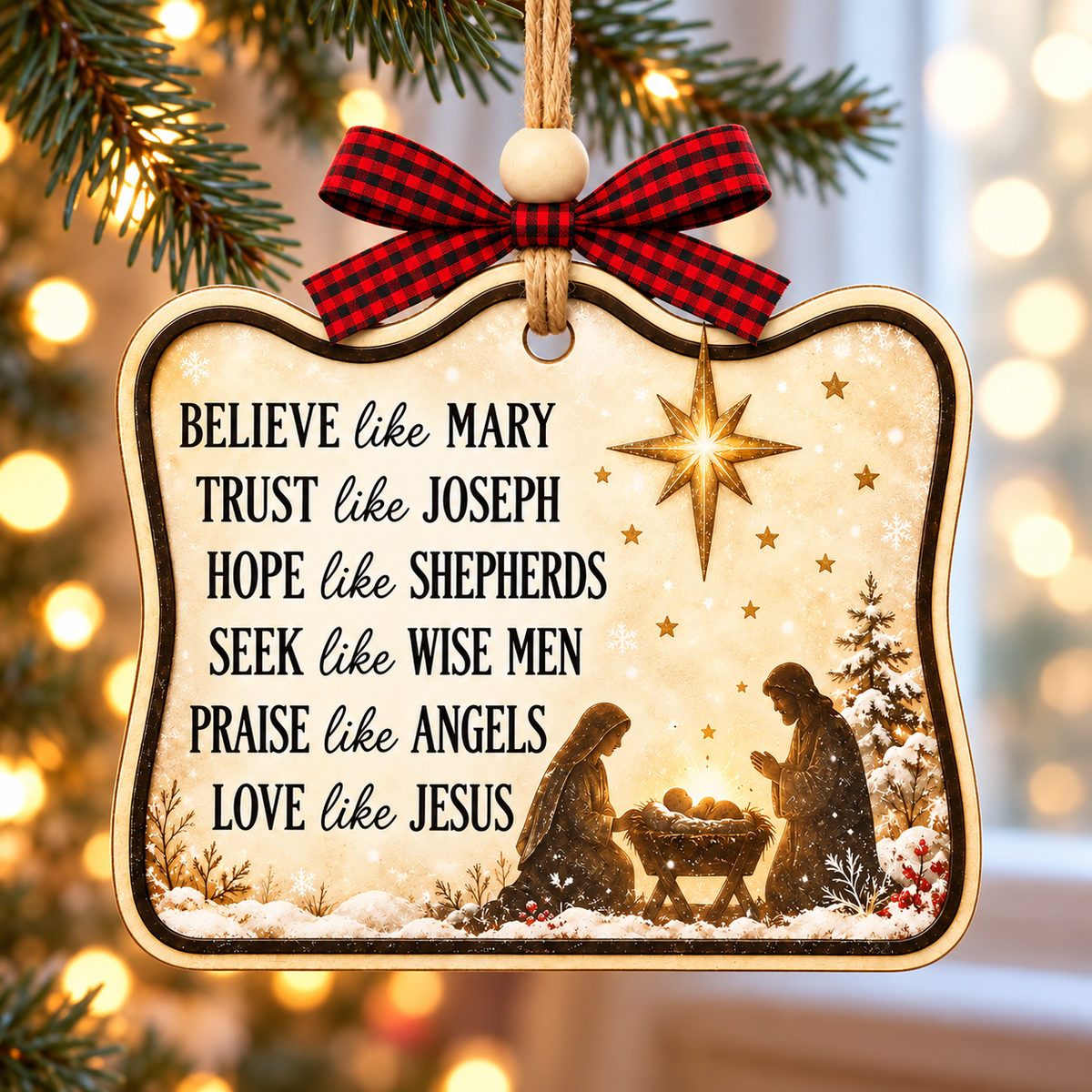 Believe Like Mary Christian Christmas Ornament
