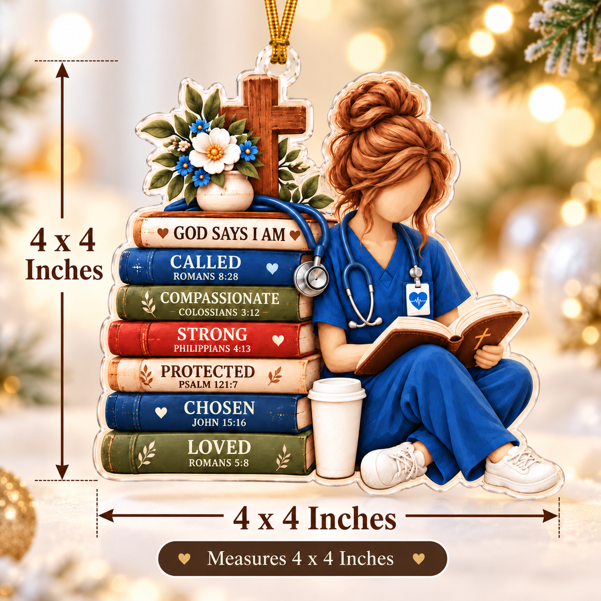 Christian Nurse Reading Bible Acrylic Ornament