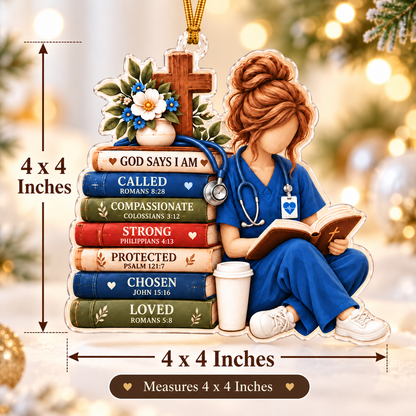 Christian Nurse Reading Bible Acrylic Ornament