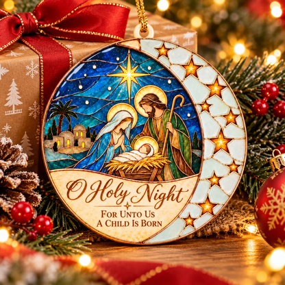 O Holy Night Nativity Stained Glass Christmas Ornament