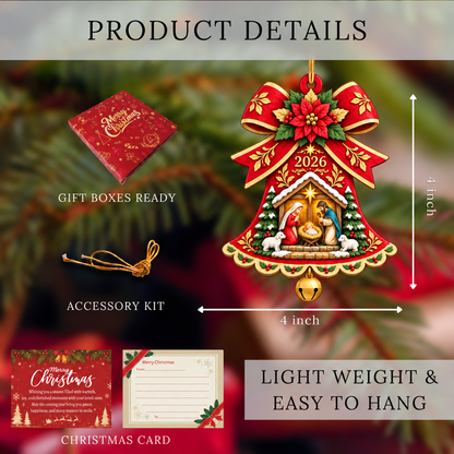 Nativity Christmas Ornament 2026 – Holy Family Bell Ornament