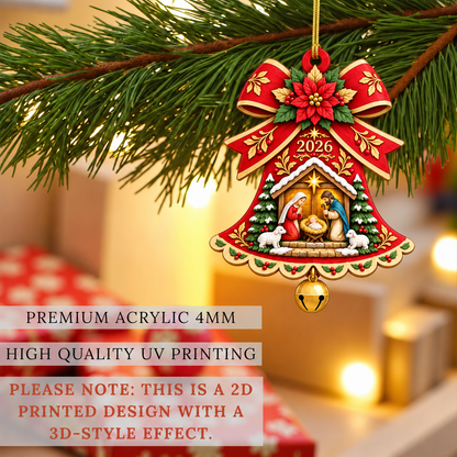 Nativity Christmas Ornament 2026 – Holy Family Bell Ornament