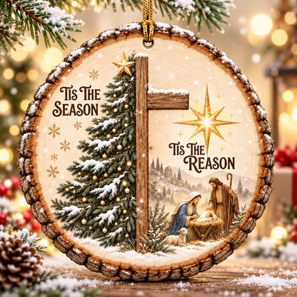 Tis the Season Tis the Reason Wooden Christmas Ornament