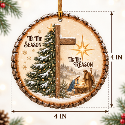 Tis the Season Tis the Reason Wooden Christmas Ornament