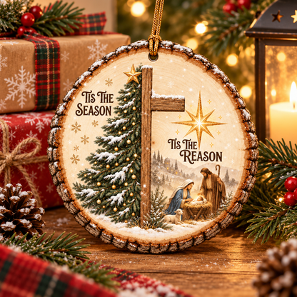 Tis the Season Tis the Reason Wooden Christmas Ornament
