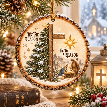 Tis the Season Tis the Reason Wooden Christmas Ornament