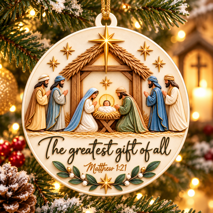 The Greatest Gift of All Nativity Christmas Ornament