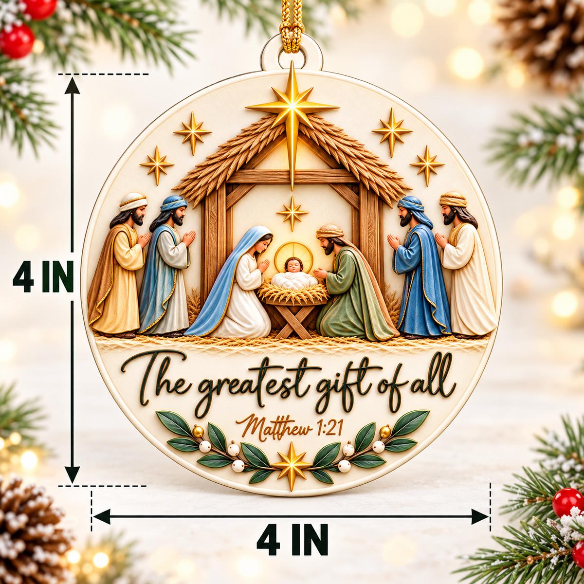 The Greatest Gift of All Nativity Christmas Ornament
