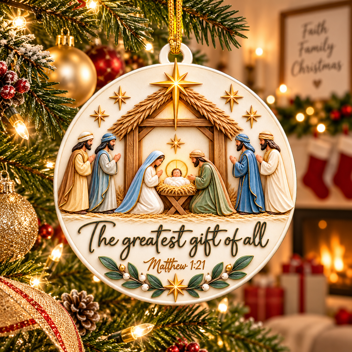 The Greatest Gift of All Nativity Christmas Ornament