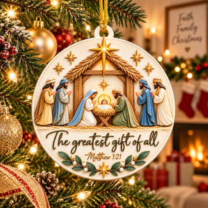 The Greatest Gift of All Nativity Christmas Ornament