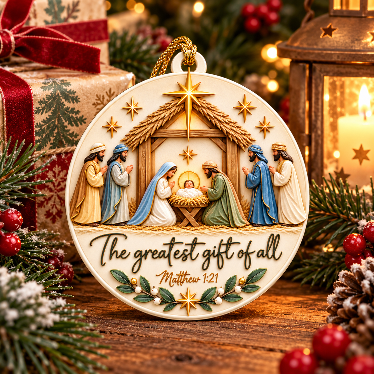 The Greatest Gift of All Nativity Christmas Ornament