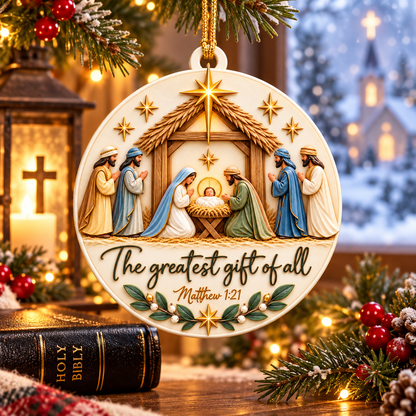The Greatest Gift of All Nativity Christmas Ornament
