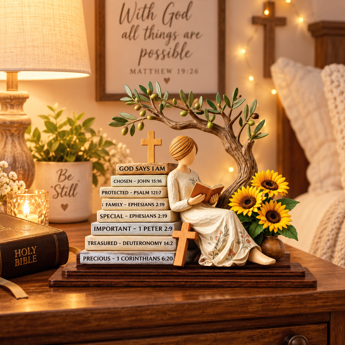 Faith & Sunflowers Christian Table Decor