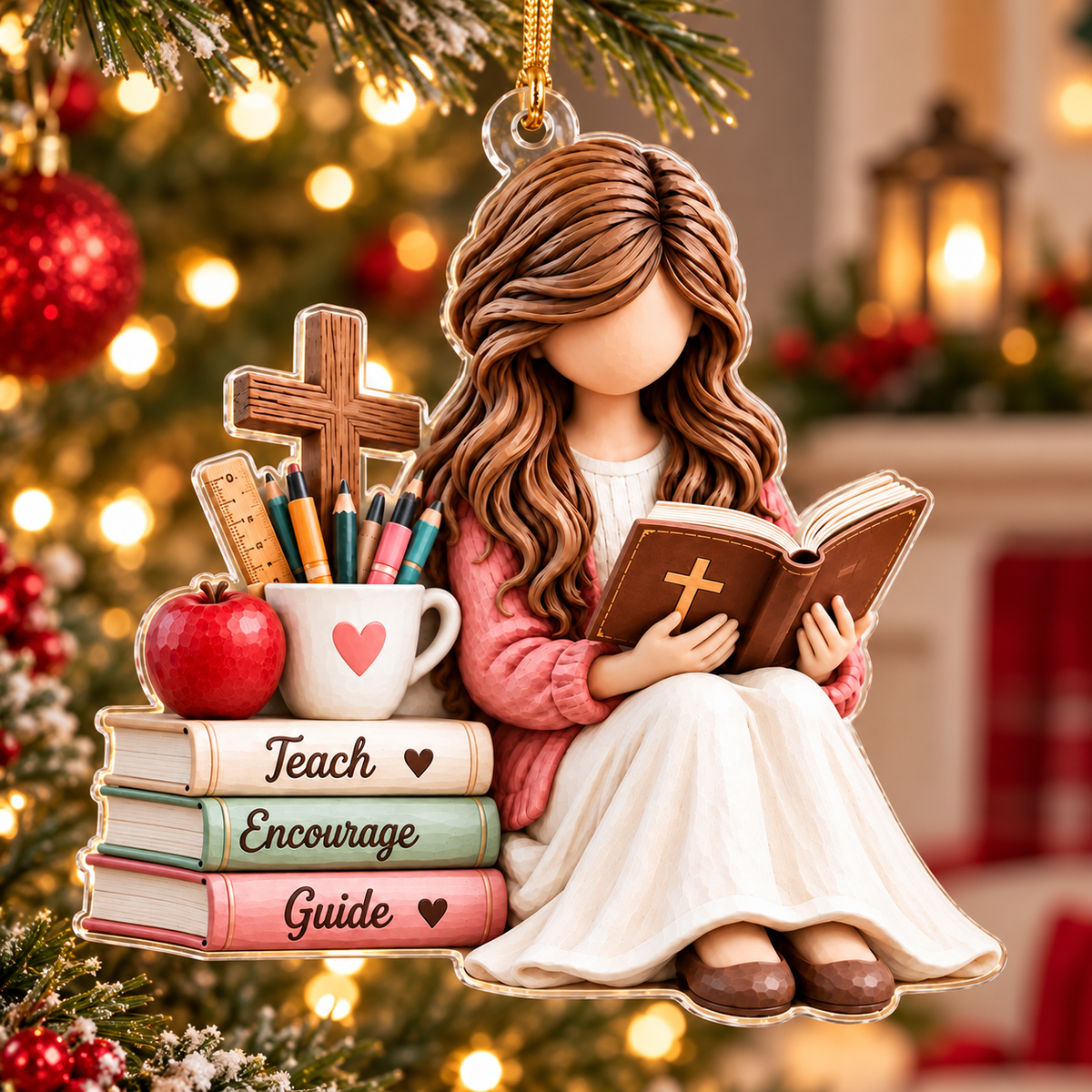 Christian Teacher Prayer Christmas Ornament – Faith & Inspiration Gift for Teachers