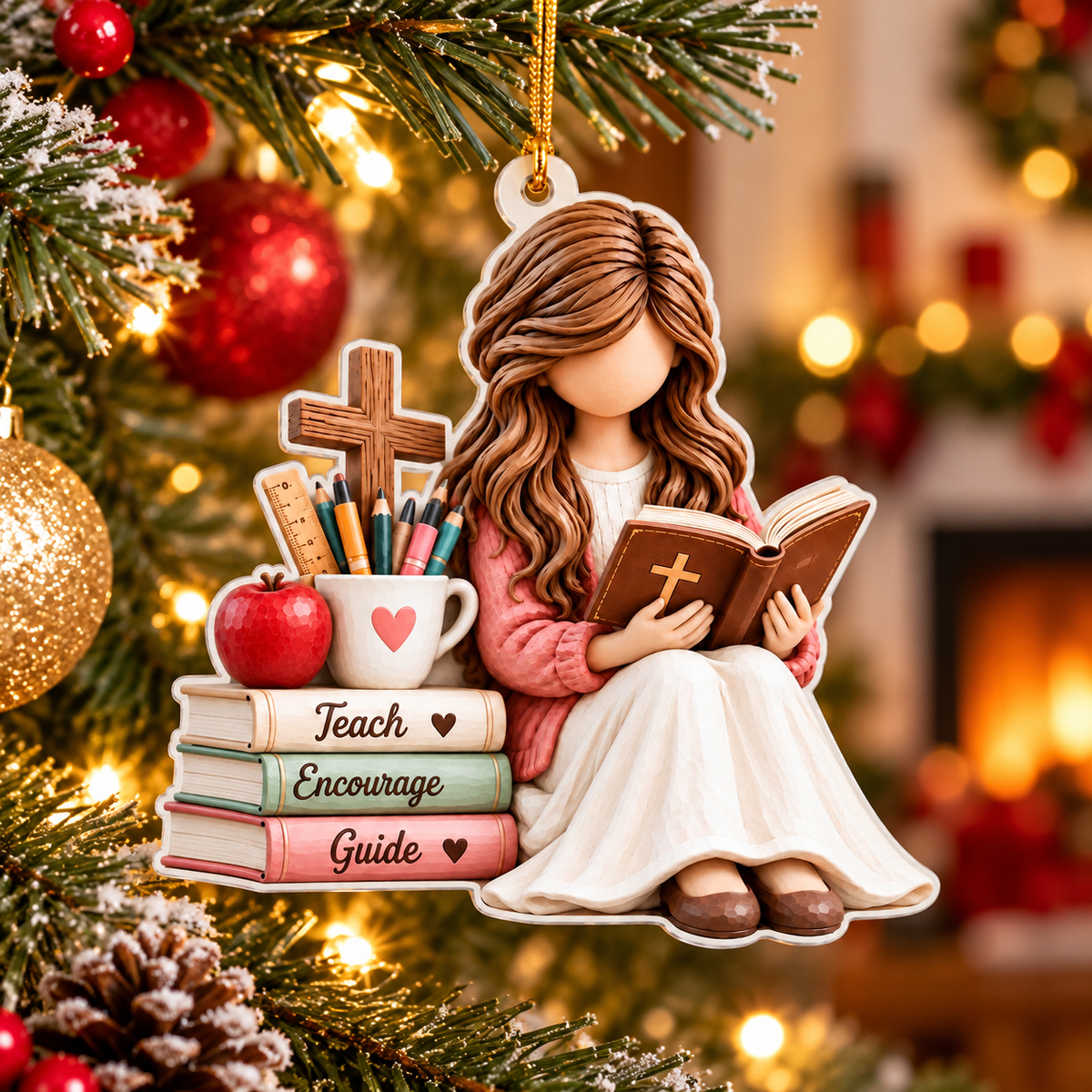 Christian Teacher Prayer Christmas Ornament – Faith & Inspiration Gift for Teachers