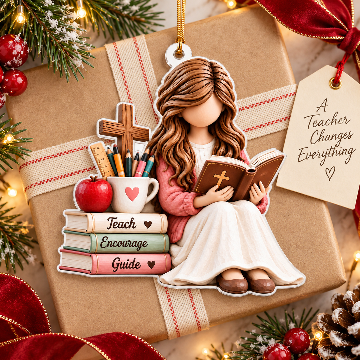 Christian Teacher Prayer Christmas Ornament – Faith & Inspiration Gift for Teachers