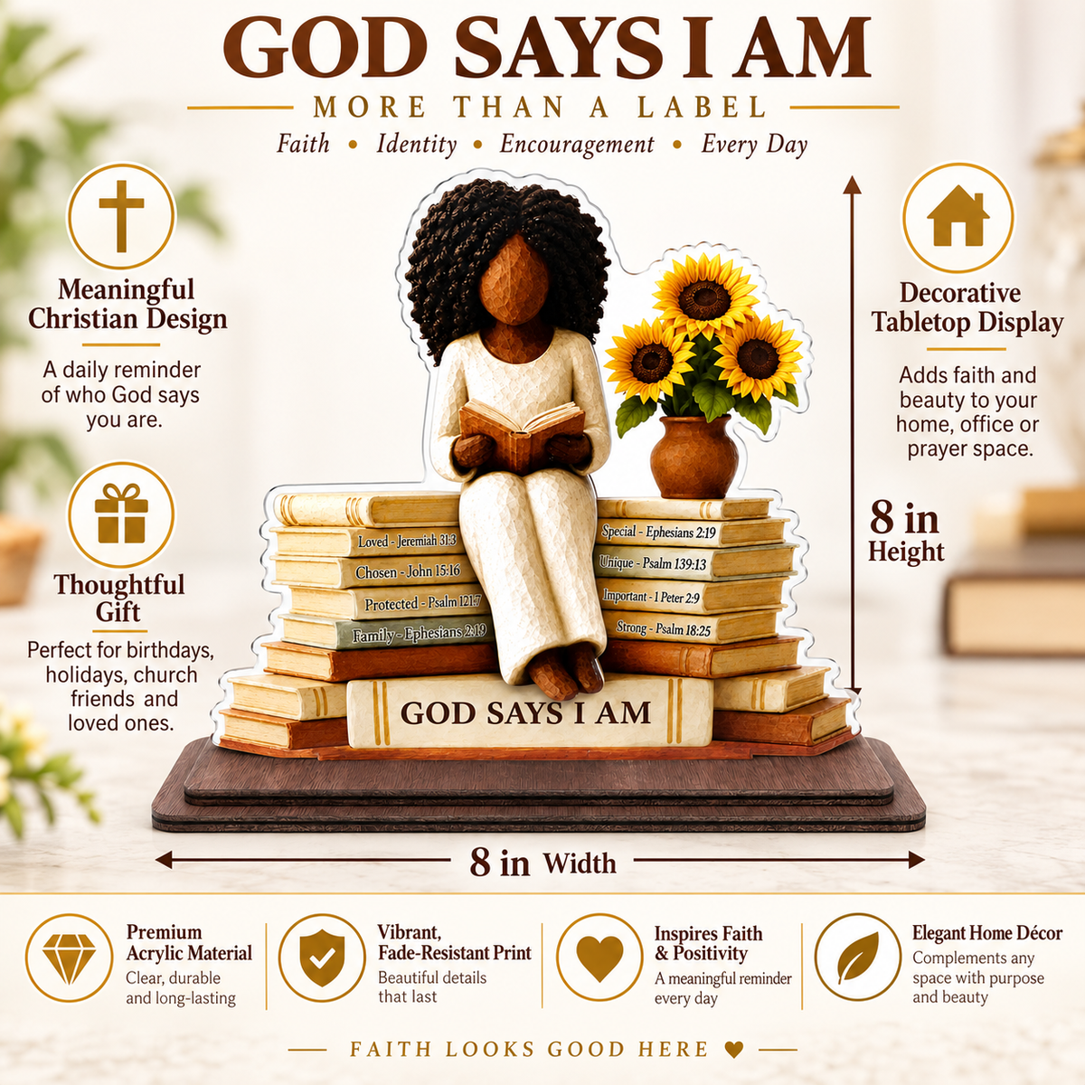 Faith & Sunflowers Christian Plaque