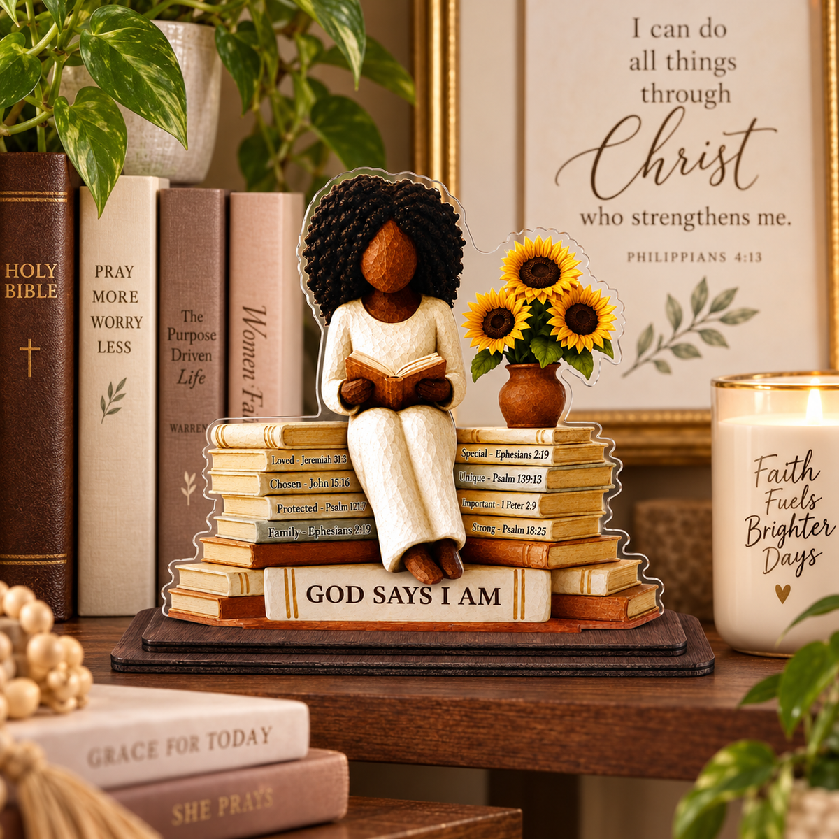 Faith & Sunflowers Christian Plaque