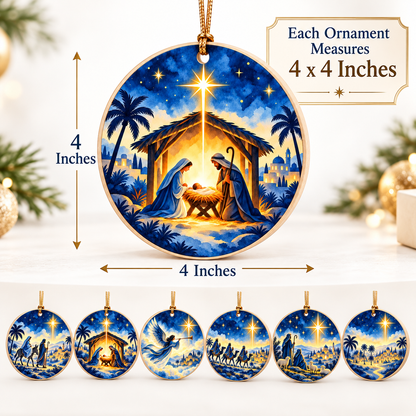 O Holy Night Nativity Journey Wooden Christmas Ornaments – Set of 6