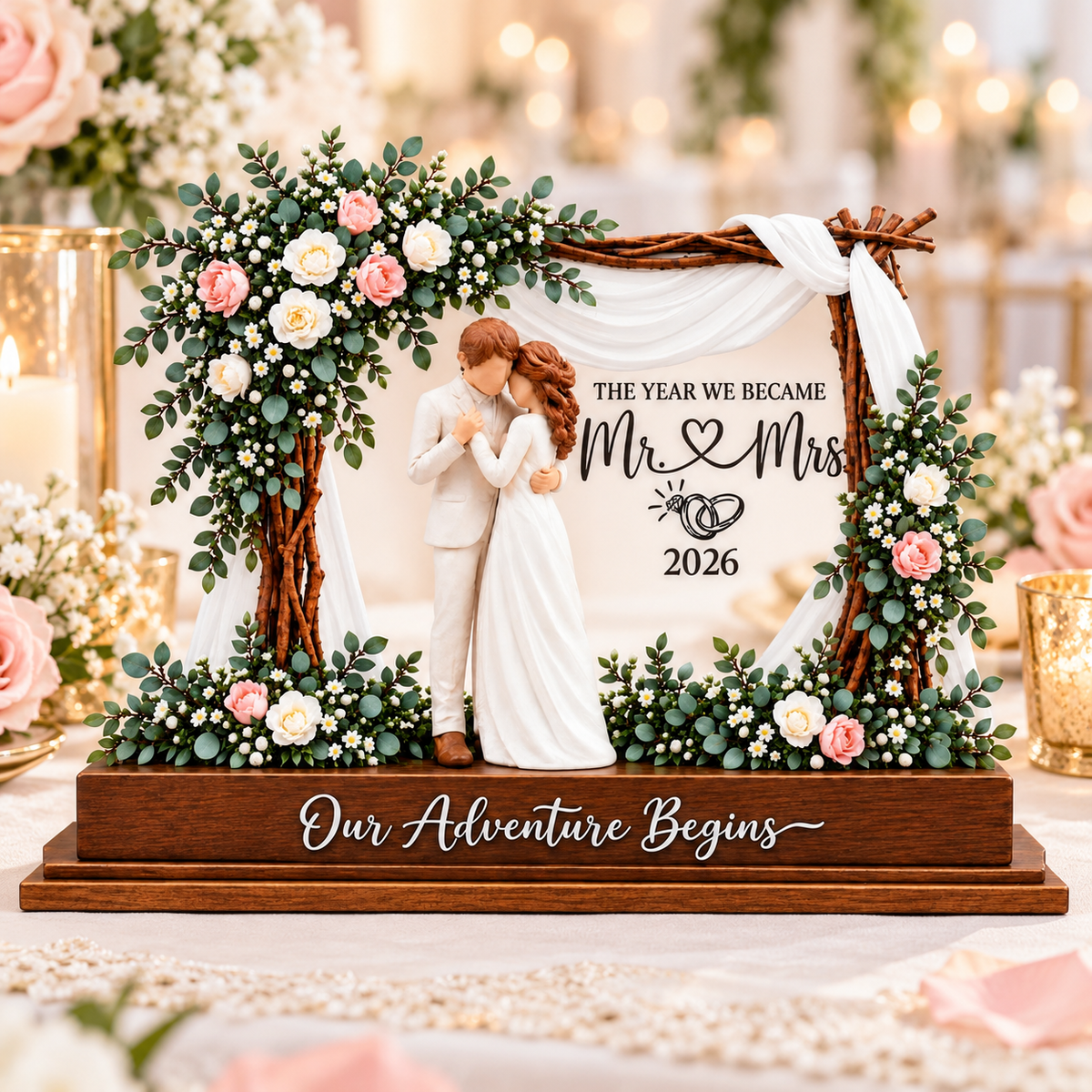 Our Adventure Begins Wedding Keepsake Plaque – Mr & Mrs 2026